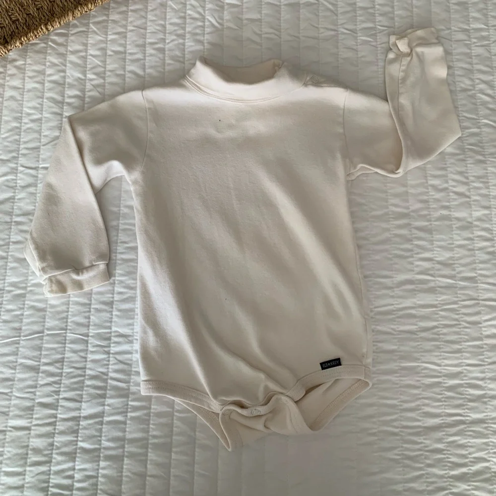 VTG Old Navy Bodysuit Turtleneck Boys 24-30M White Long Sleeve Onesie One Piece